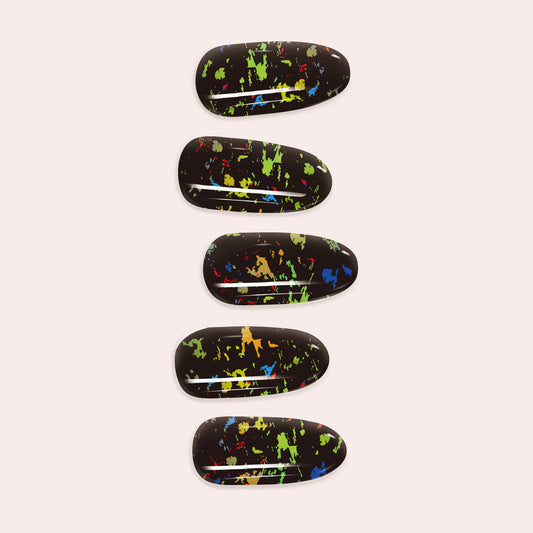 Bohemian Speckle DIY Gel Nail Sticker Kit, featuring an artistic mix of scattered dots and flecks on a neutral base for boho chic nails.

