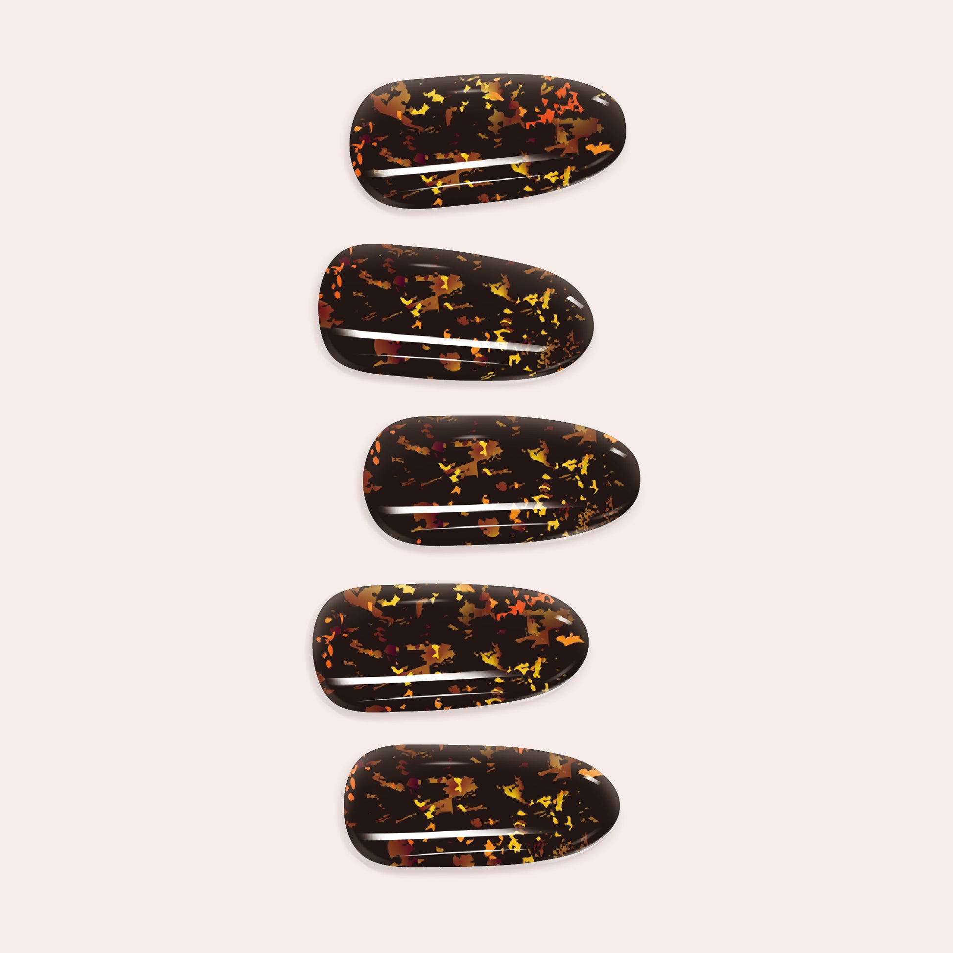 Gold Fleck DIY Gel Nail Sticker Kit with shimmering metallic flakes on a clear or nude semi-cured base for an easy, luxurious manicure.