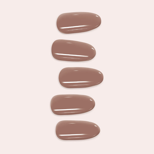 Greige DIY Gel Nail Sticker Kit in a modern gray-beige neutral shade for a minimalist, semi-cured manicure at home.