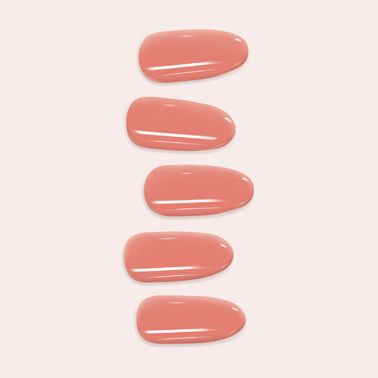 Terracotta DIY Gel Nail Sticker Kit in a warm, earthy orange-brown shade for a modern, semi-cured manicure at home.